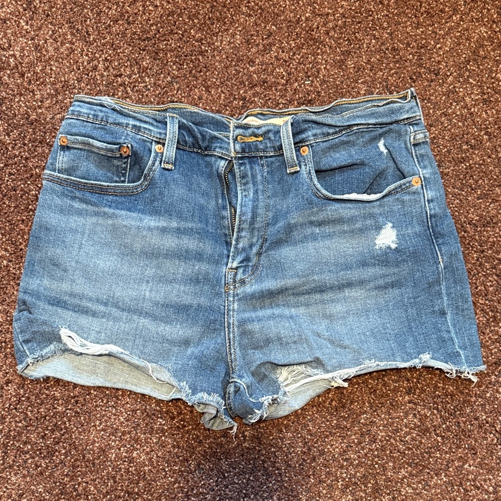 Levi's Blue Distressed Jean Shorts